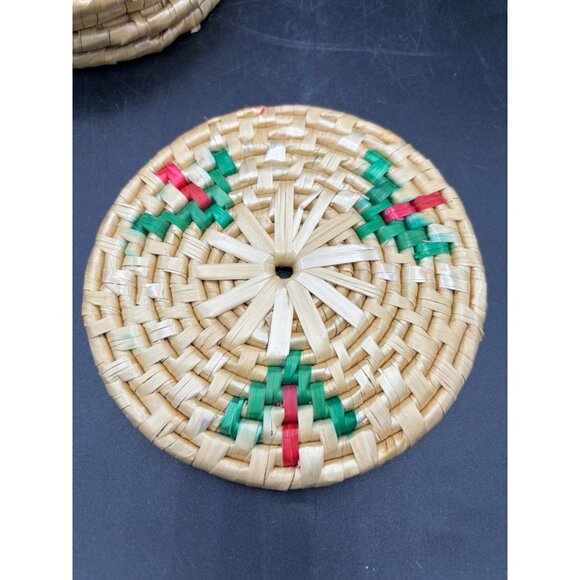 Vintage Set of 6 Seagrass / Straw Coasters / Trivets 5.5" Diameter Boho - Picture 13 of 15